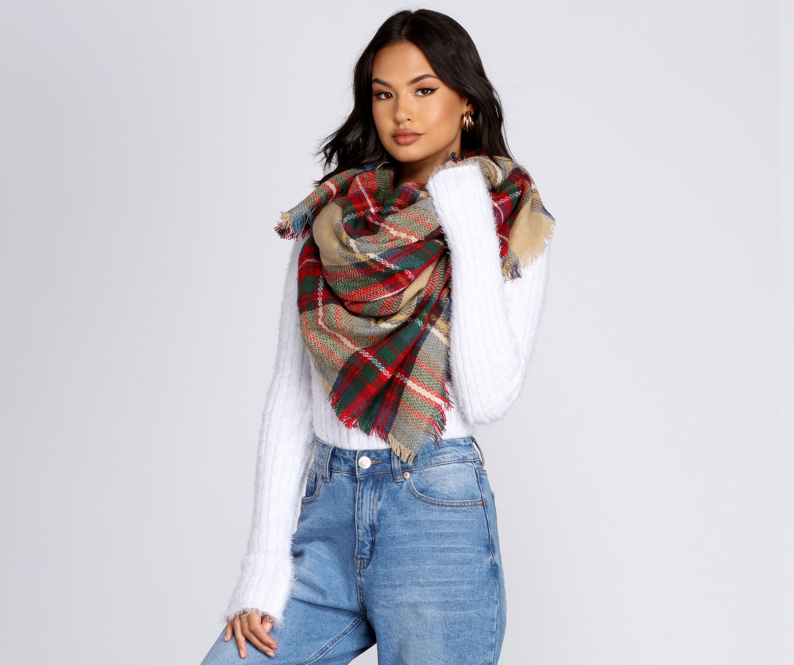 Cozy Plaid Blanket Scarf