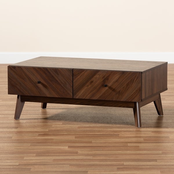 Hartman Mid-Century Modern Walnut Brown Finished Wood Coffee Table