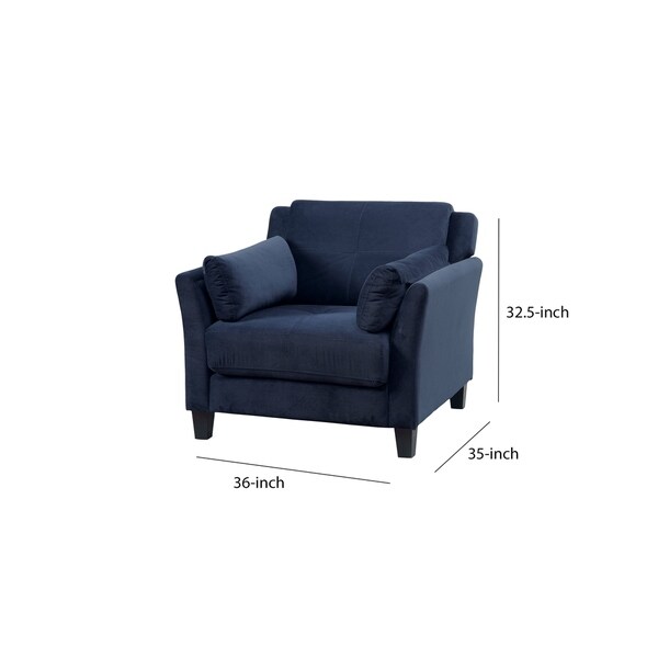 Fabric Upholstered Chair with Curved Arms and Tapered Legs， Blue