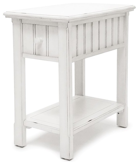 Monaco Chairside Table  White   Beach Style   Side Tables And End Tables   by Sea Winds Trading  Houzz