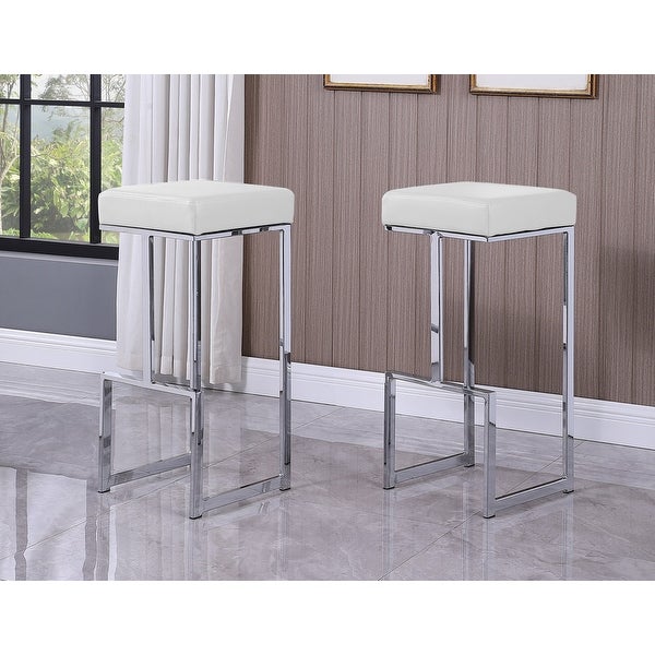 Best Master Furniture Synthetic Leather Silver Bar Stool (Set of 2)