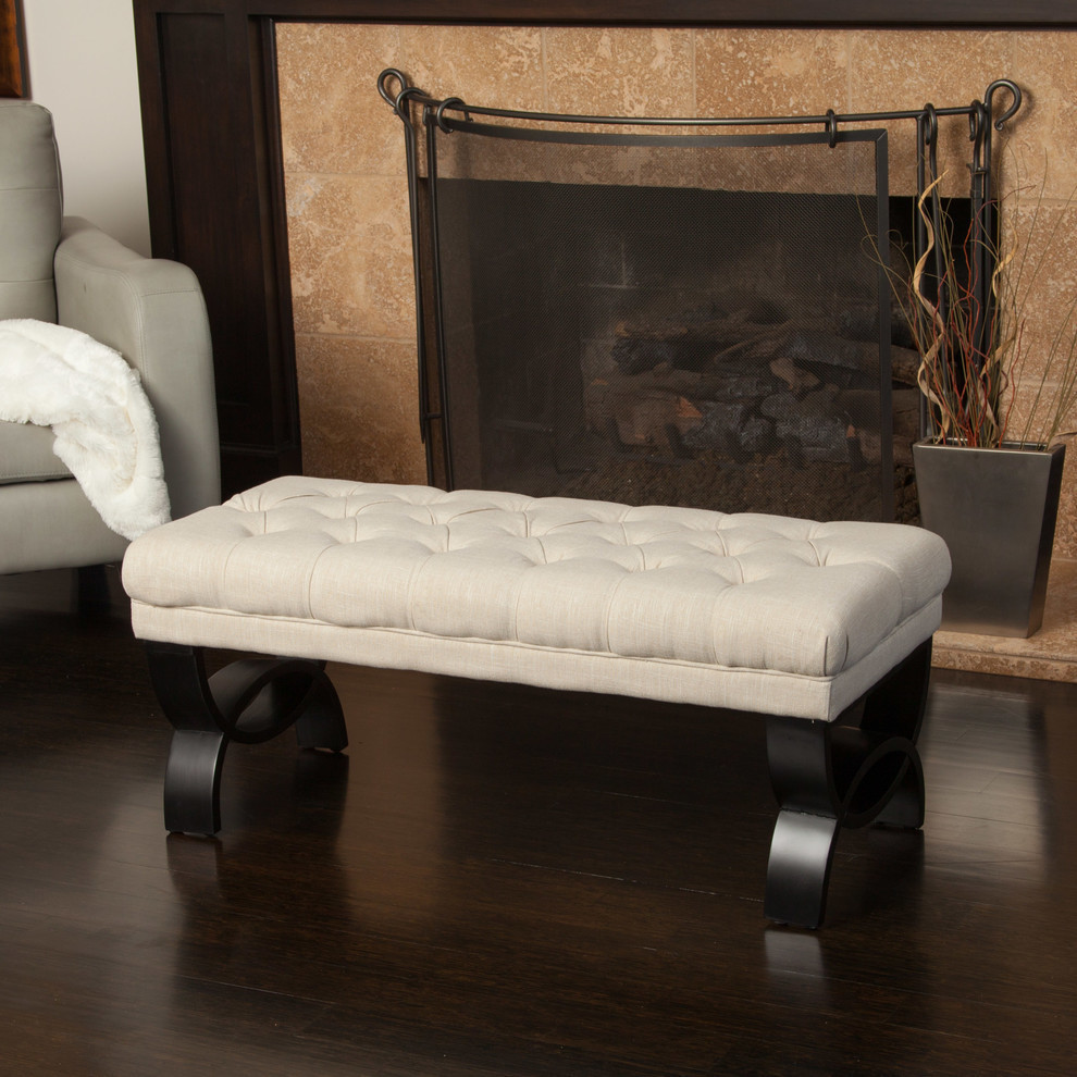 GDF Studio Colette Tufted Fabric Ottoman Bench   Transitional   Upholstered Benches   by GDFStudio  Houzz