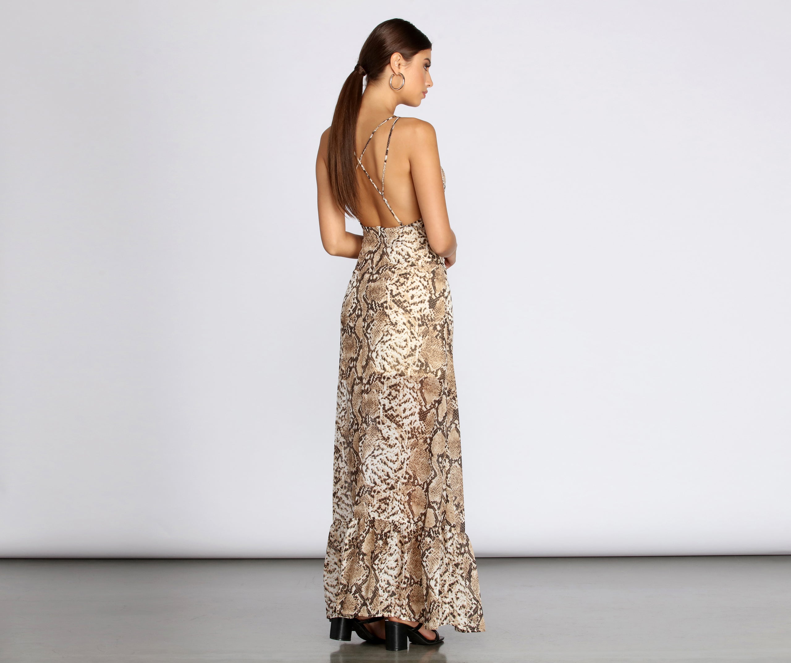 Sleeveless Leopard Chiffon Maxi Dress