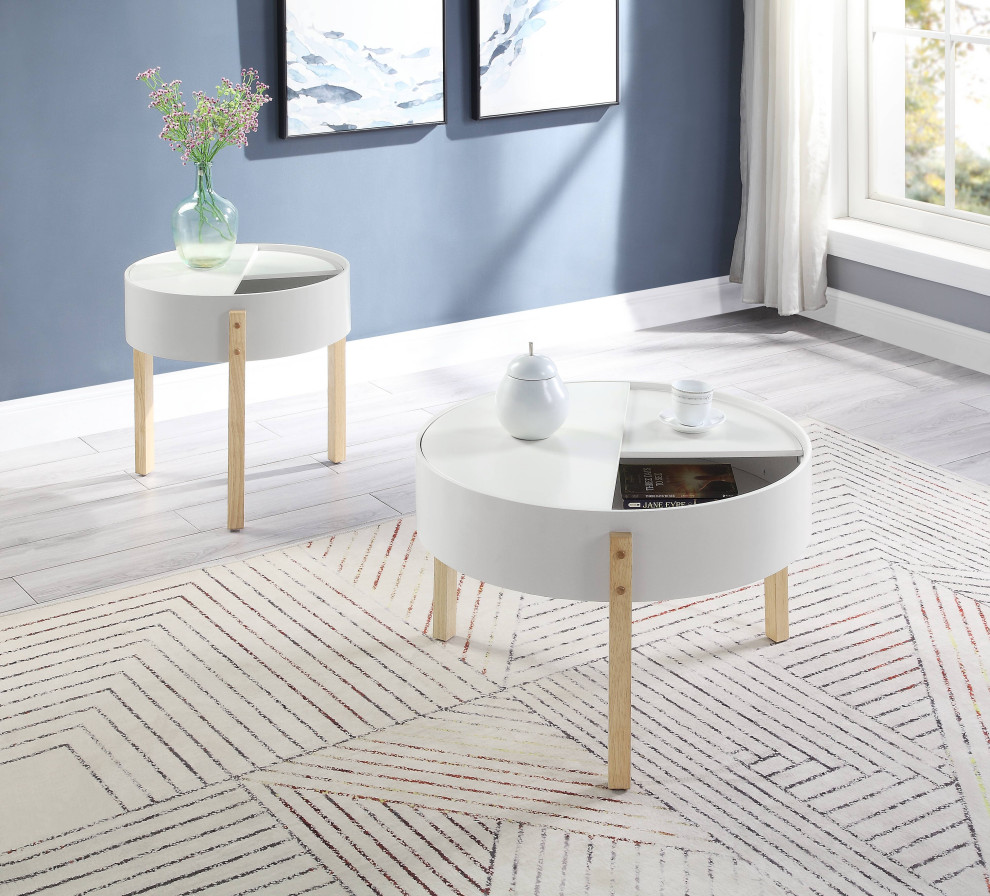 Bodfish End Table  White and Natural   Scandinavian   Side Tables And End Tables   by Acme Furniture  Houzz