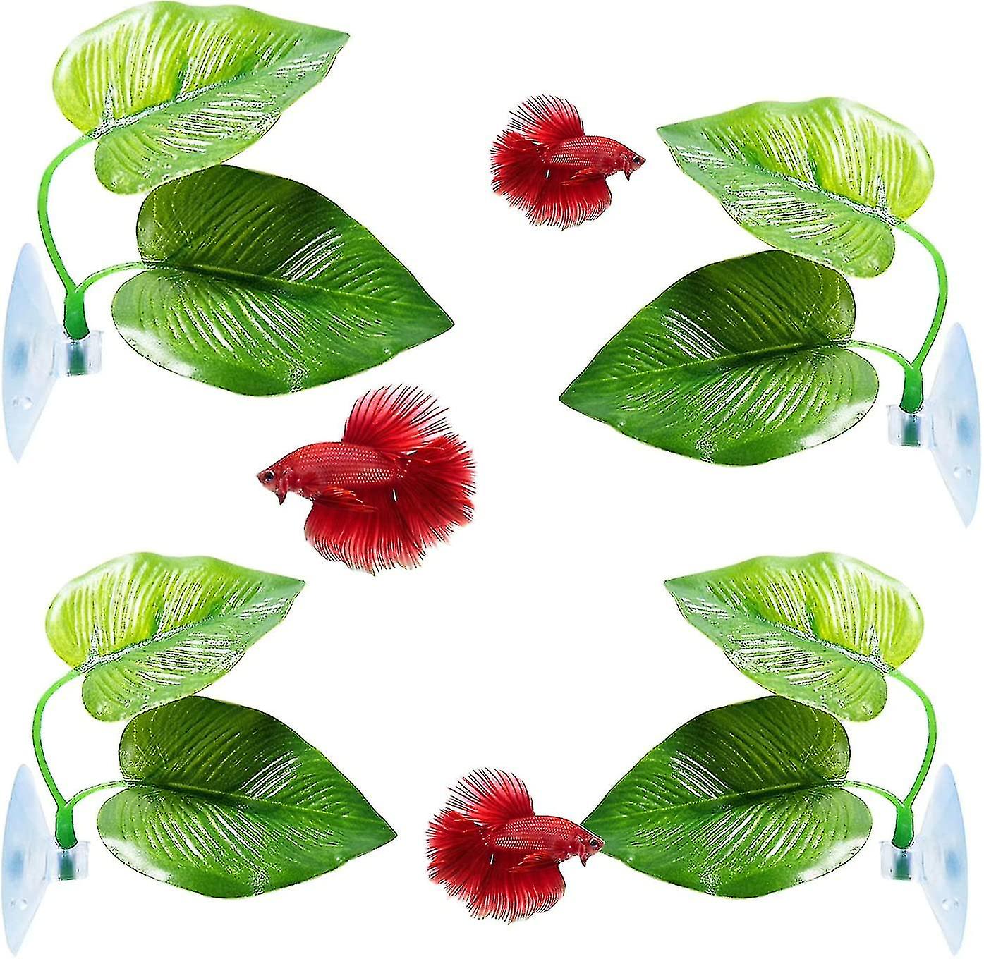 Betta Fish Leaf Pad - Improves Betta's Health By Simulating The Natural Habitat Double Leaf Design， One Big And One Small