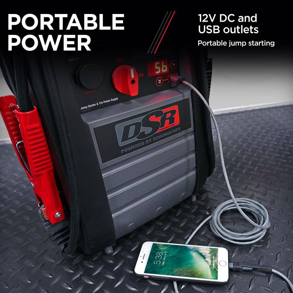 Schumacher Electric DSR ProSeries Automotive 12-Volt 2200 Peak Amp525 Cranking Amp Jump Starter and Portable Power Station DSR114