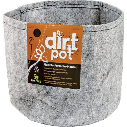 Hydrofarm Dirt Pot 8-1/2 in. H X 10 in. D Fabric Planter Gray