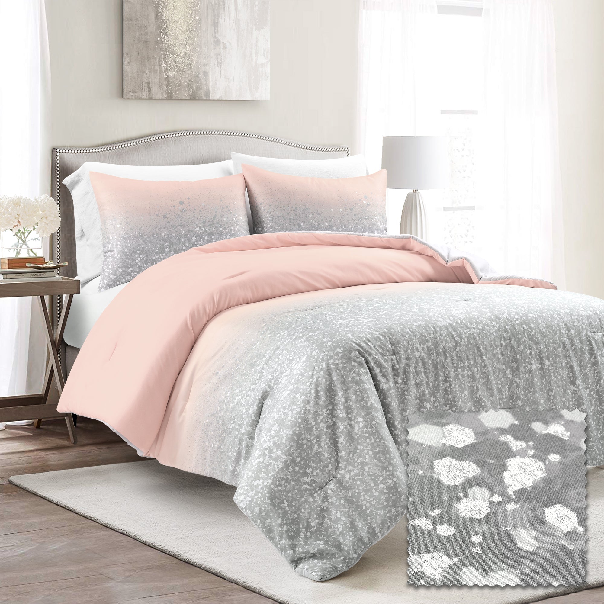 Glitter Ombre Metallic Print Comforter Set