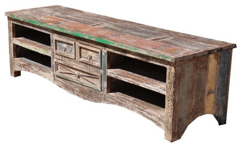 Appalachian Rustic Farmhouse Style Media Console Made of Reclaimed Wood   Farmhouse   Entertainment Centers And Tv Stands   by Sierra Living Concepts Inc  Houzz