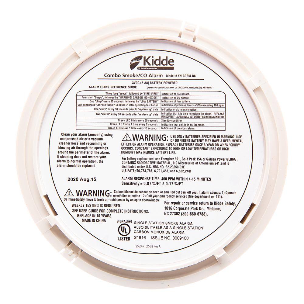 Kidde Code One Battery Operated Smoke and Carbon Monoxide Combination Detector with Voice Warning 21029509