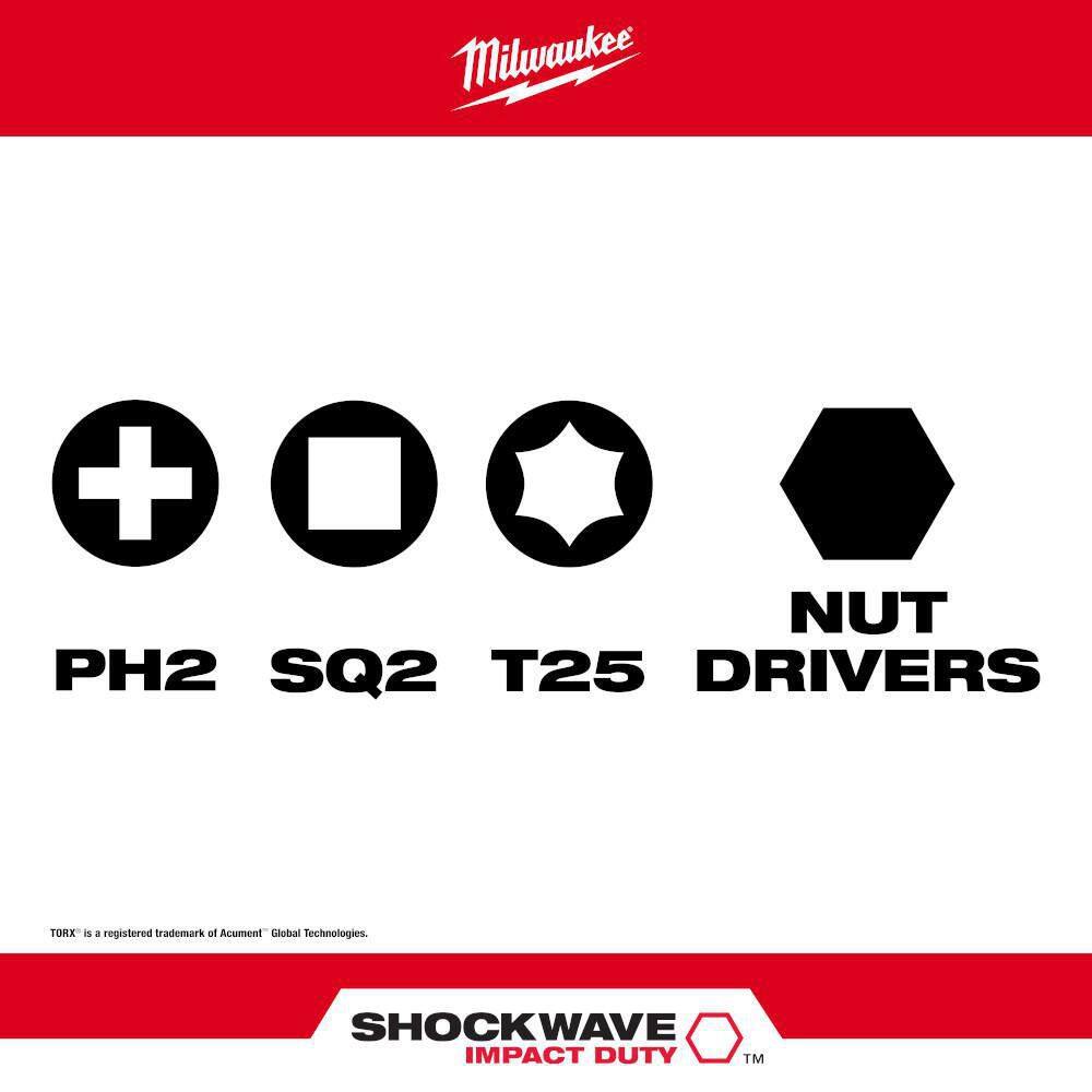 MW SHOCKWAVE Impact Duty Alloy Steel Screw Driver Bit Set (10-Piece) 48-32-4513