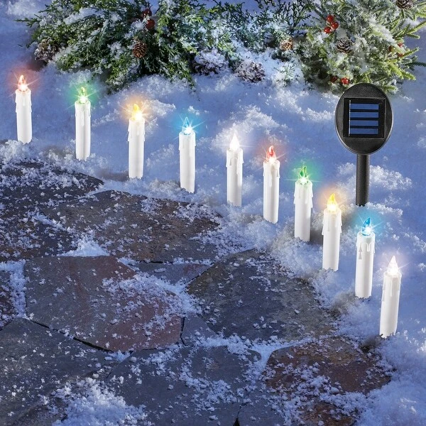 Solar Powered Candle Path Lights - Set of 10 - 9.880 x 4.500 x 4.130