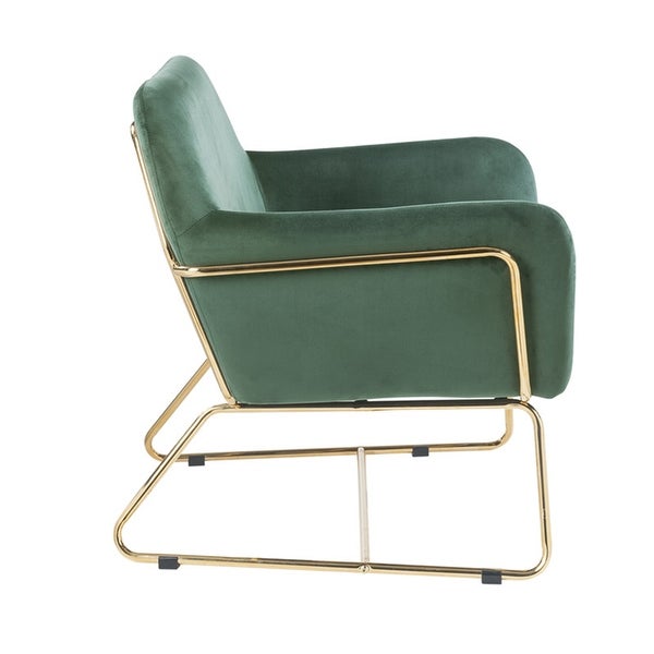 Modern Upholstered Velvet Accent Chair Armchair with Metal Base - 30