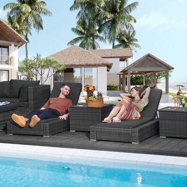 Nicesoul 11 Pieces Patio Furniture Set Outdoor Sectional Sofa with Firepit Table