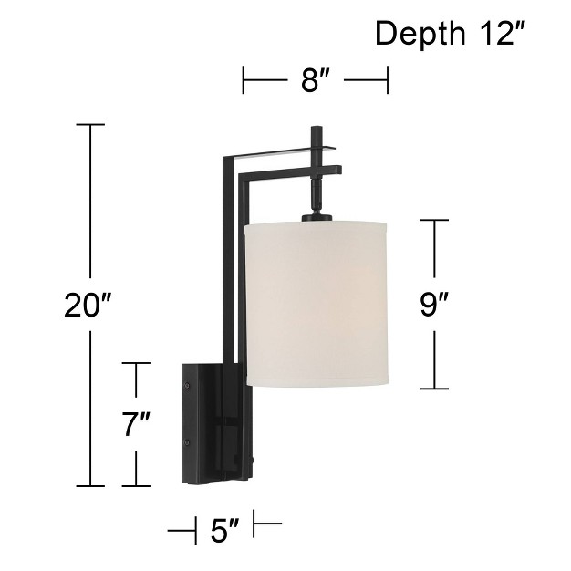 Fixture With A c Usb Charging Ports Linen Shade For Bedroom Reading