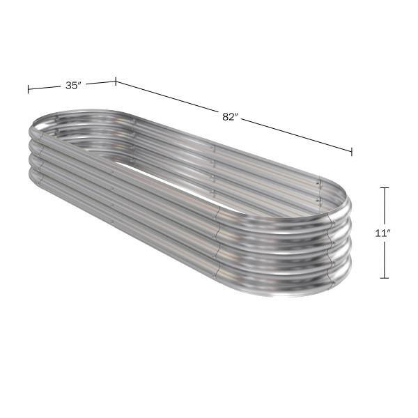 HOME-COMPLETE 82 in. x 35 in. Silver Galvanized Steel Rounded Raised Garden Bed 50-LG1325