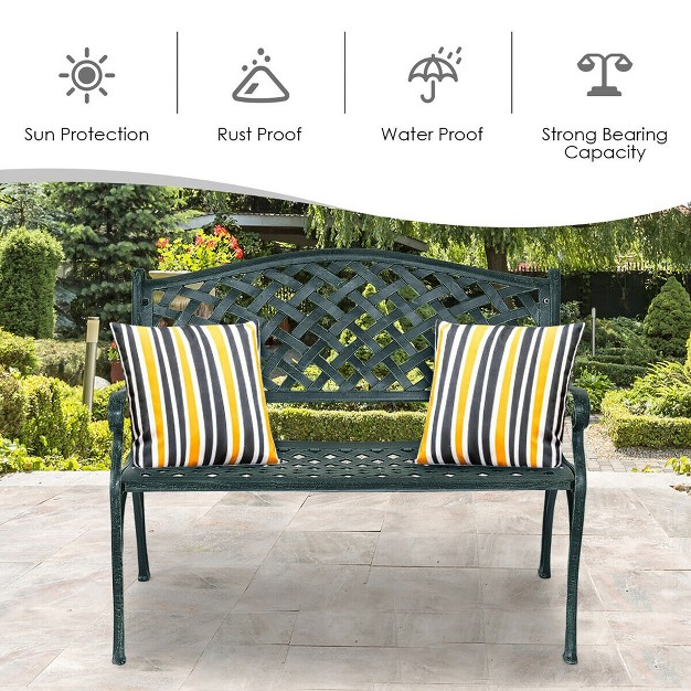 Costway 40 x27 x27 Outdoor Antique Garden Bench Aluminum Frame Seats Chair Patio Garden Furni