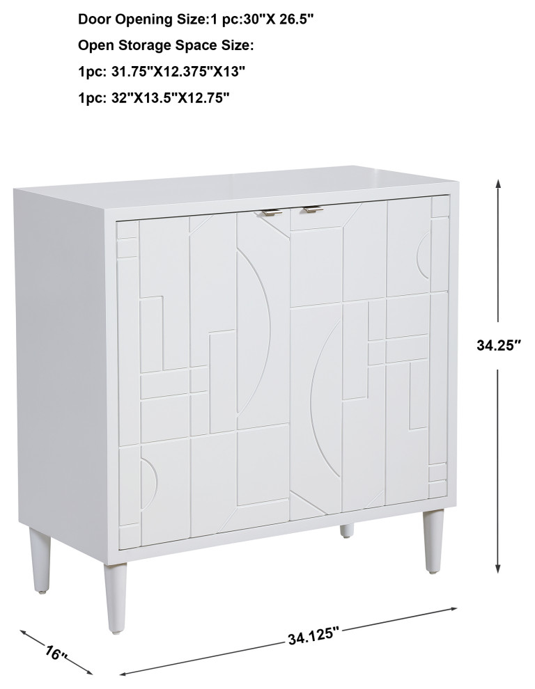 Uttermost Stockholm White 2 Door Cabinet   Modern   Accent Chests And Cabinets   by Zin Home  Houzz