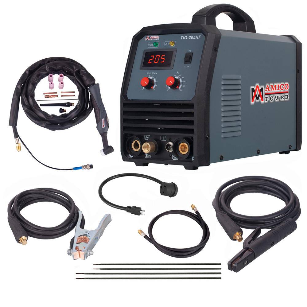 AM AMICO ELECTRIC Amico 200 Amp High Frequency TIG TorchStickARC DC Inverter Welder 115230-Volt Dual Voltage Welding TIG-205