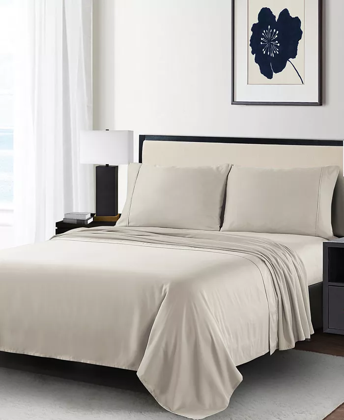 Anne Klein Reverie Cotton Under 200-Thread Count 4 Piece Full Solid Sheet Set