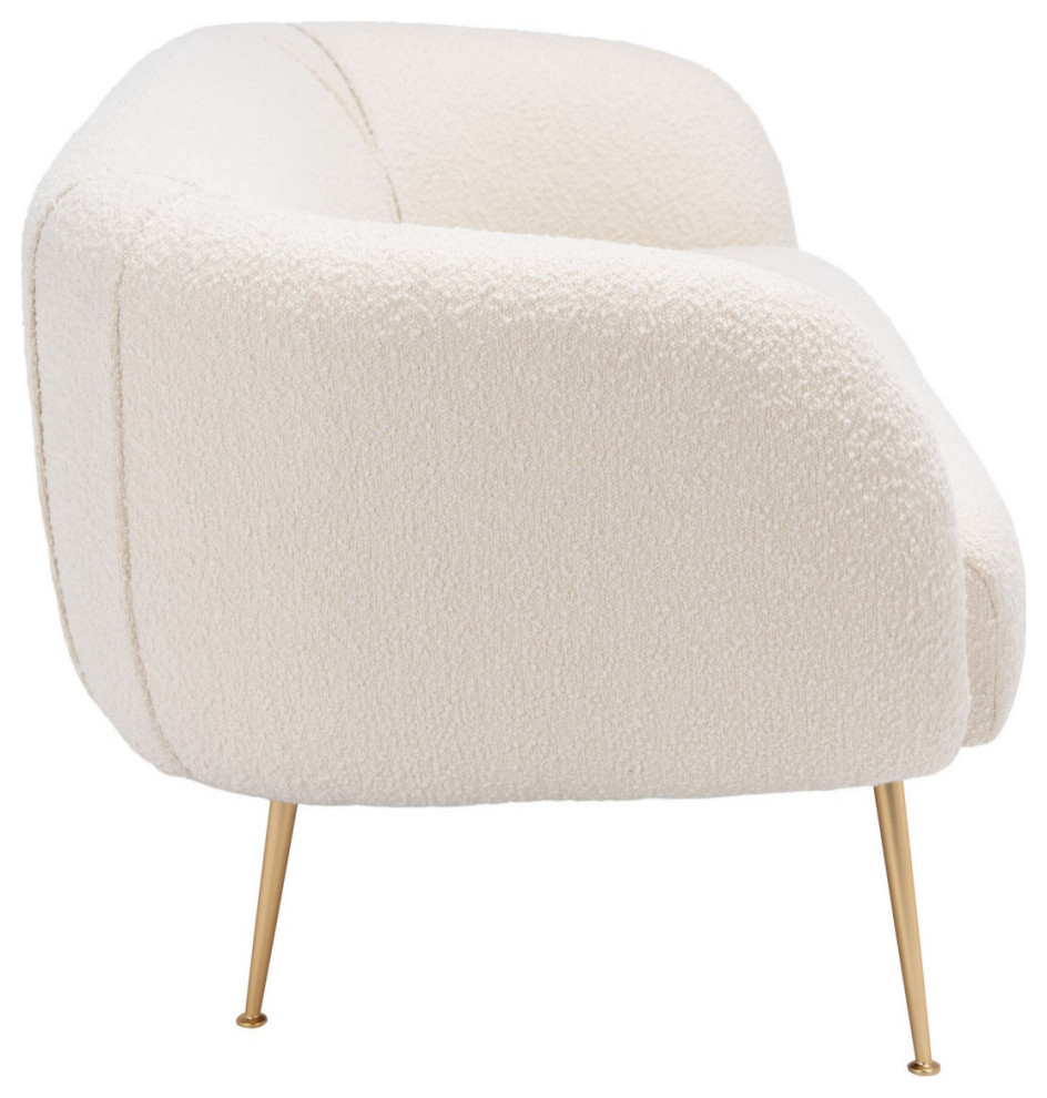 Patricia Poly Blend Loveseat Ivory/Gold   Midcentury   Loveseats   by Virgil Stanis Design  Houzz