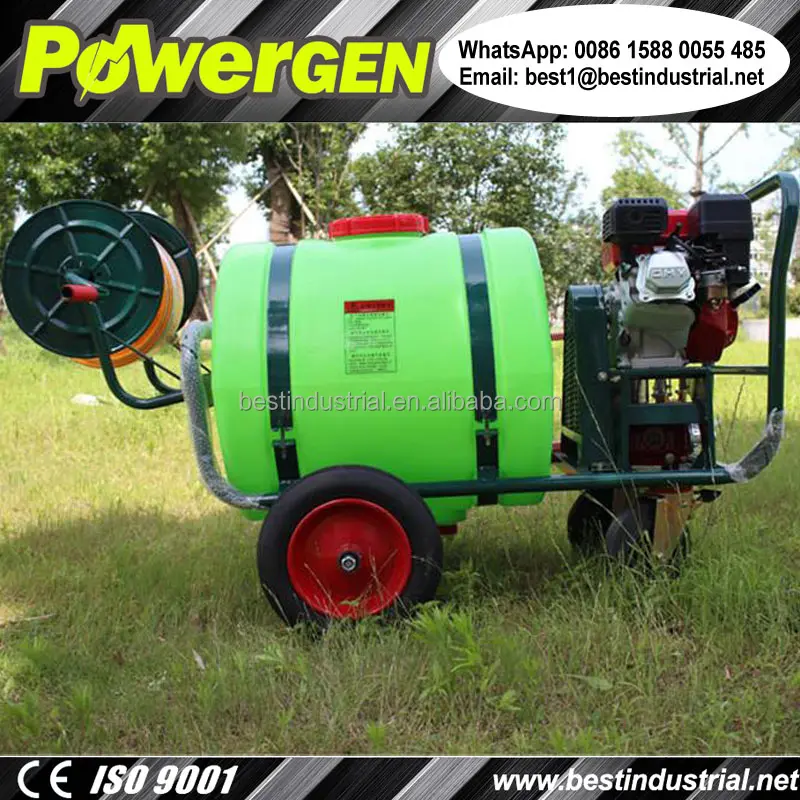 100% Brass Pump !!! POWERGEN Gasoline Engine 6.5HP Trolley Type High Pressure Orchard Sprayer 160L