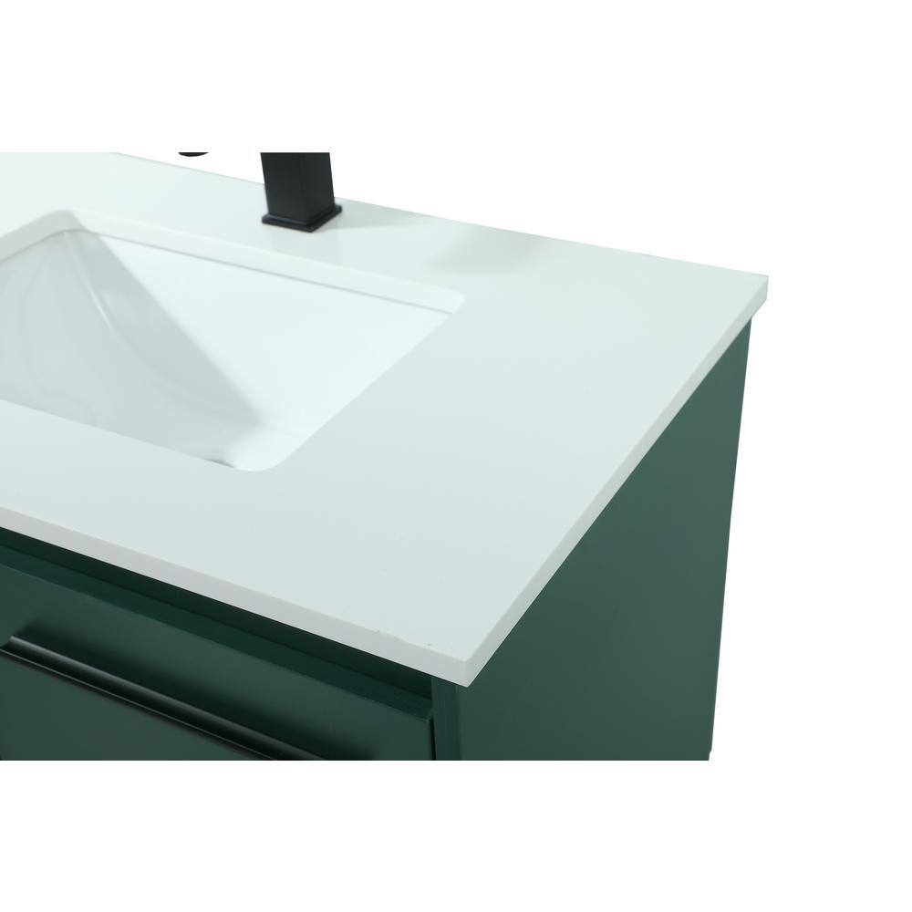 Simply Living 30 in. Single Bathroom Vanity in Green with Quartz Vanity Top in Ivory White SL127590MGN