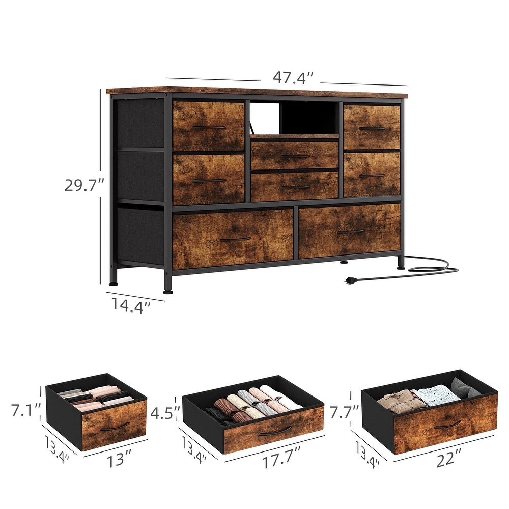 8 Dresser TV Stand with Power Outlet   LED for 55'' TV