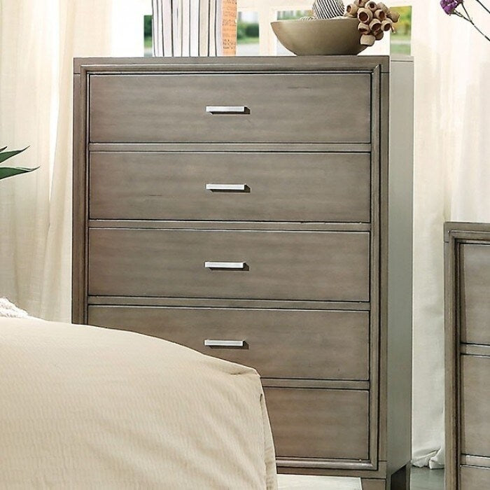 Contemporary Style Wooden Chest With Tapered Legs, Gray