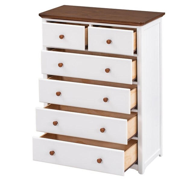 Rustic Wooden Chest with 6 Drawers，Storage Cabinet for Bedroom - - 36883358