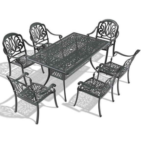 L58.27*W34.65 inch Cas Aluminum Patio Dining Table...