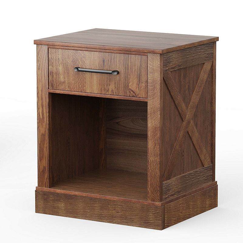 Compact Nightstand with Drawer and Shelf