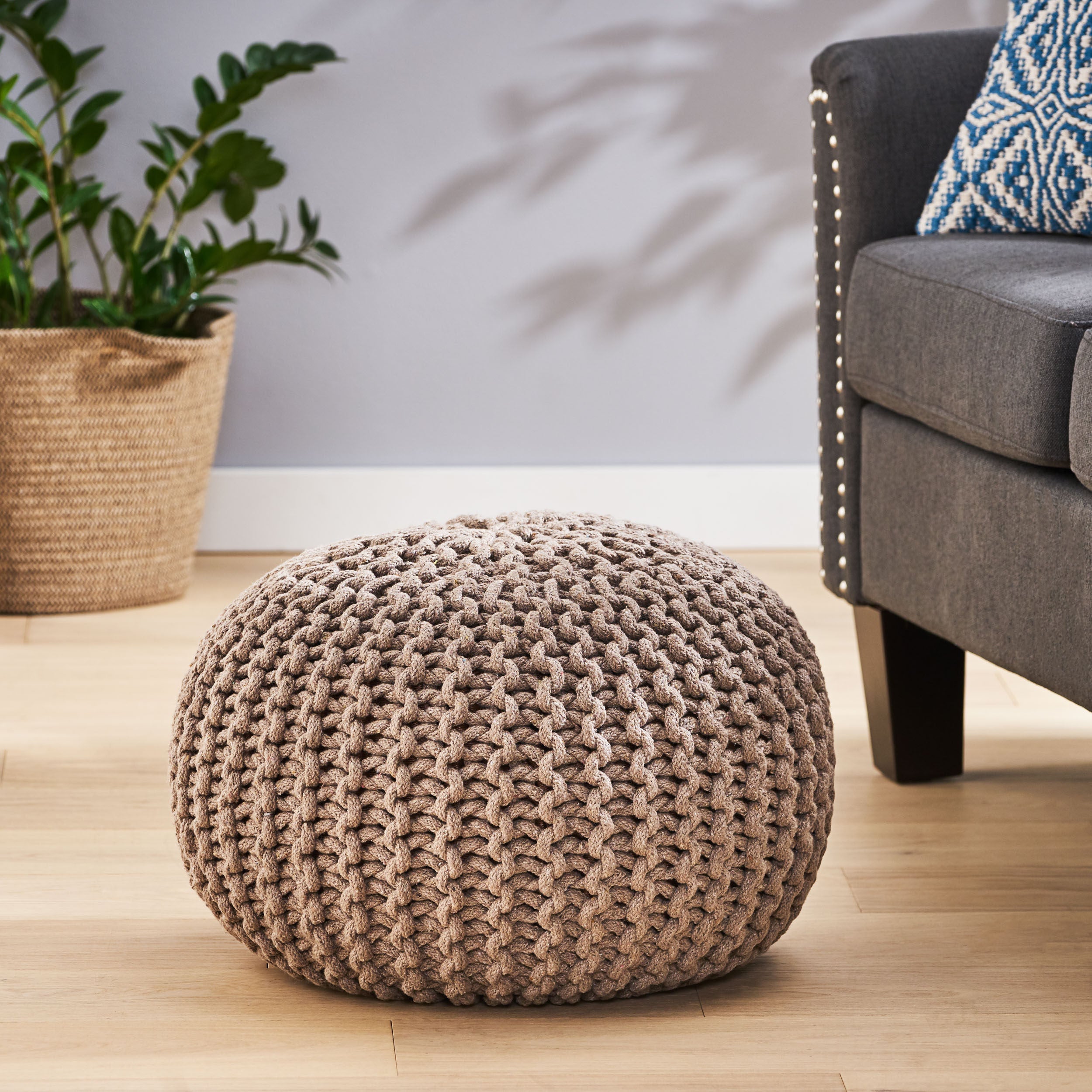 Poona Handcrafted Modern Cotton Pouf