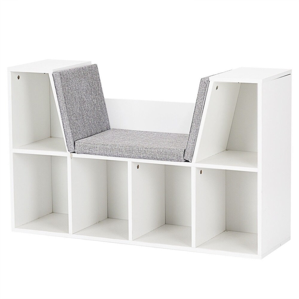 6 Cubby Kid Storage Bookcase Cushioned Reading Nook   40.5\