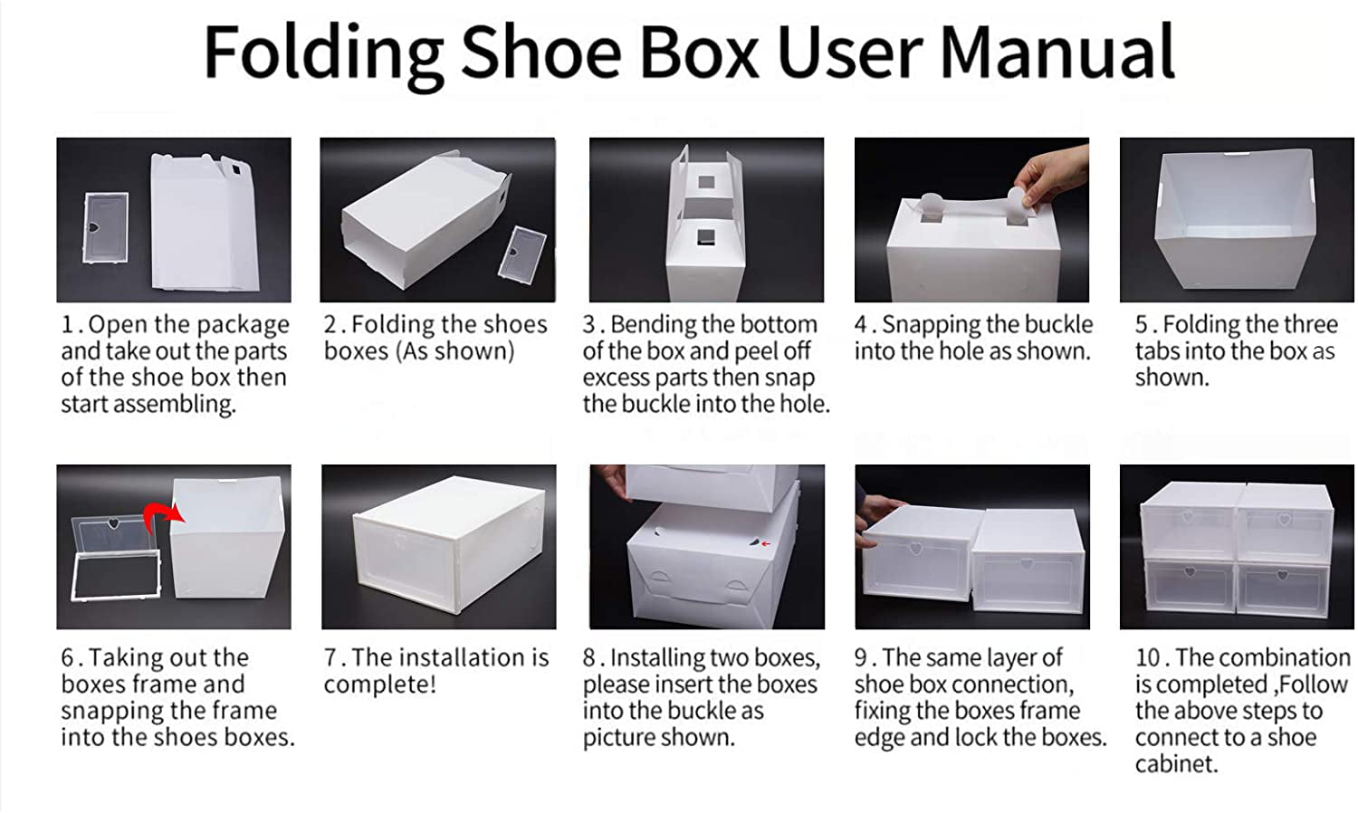 TFCFL 20pc Foldable Plastic Transparent Shoe Box Storage Clear Organizer Stackable Box