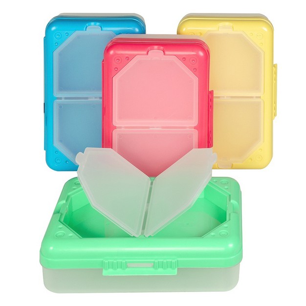 C line Storage Box 3 Compartments Assorted Colors Pack Of 3