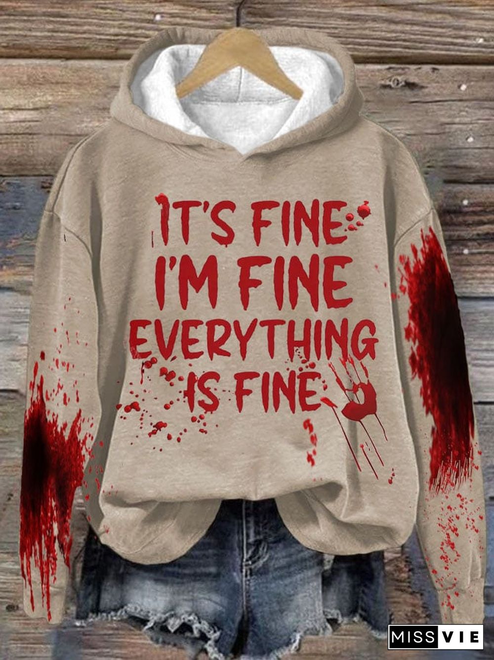 It'S Fine It'S Fine Everyting Is Fine Halloween Women'S Printed Casual Long-Sleeved Sweatshirt