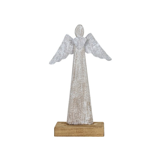 Angel Decorative Figure White Metal With Wood Base By Foreside Home amp Garden