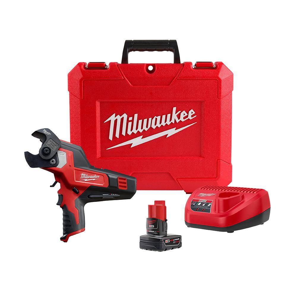 MW M12 12V Lithium-Ion Cordless 600 MCM Cable Cutter Kit with One 3.0Ah Battery Charger and Hard Case 2472-21XC