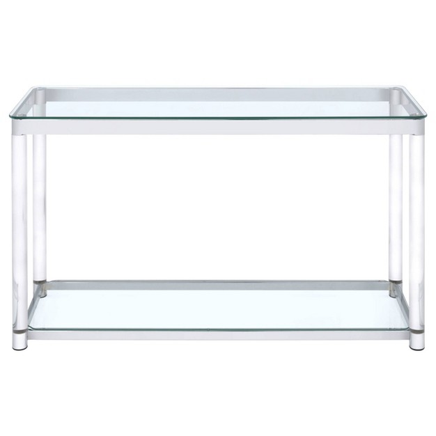 Anne Acrylic Console Sofa Table With Glass Top And Shelf Chrome Coaster