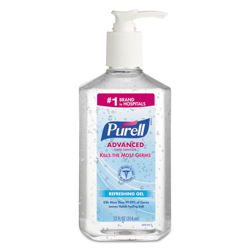 Gojo Purell Advanced Hand Sanitizer Refreshing Gel | Clean Scent， 12 oz Pump Bottle | GOJ365912EA