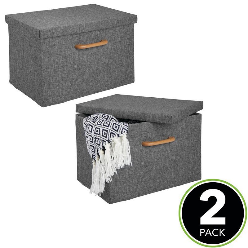 mDesign Soft Textured Fabric Home Storage Organizer Box， 2 Pack