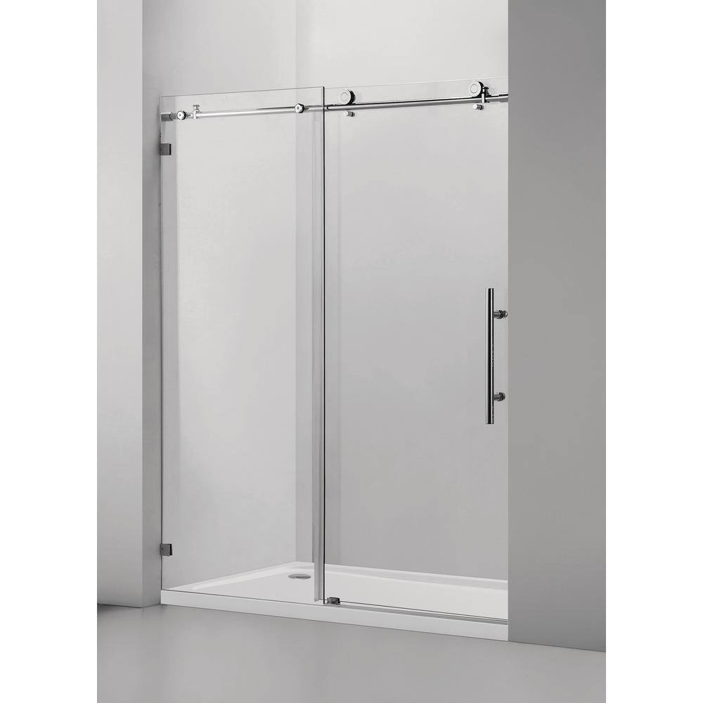 Vanity Art 76 in. H x 60 in. W Frameless Sliding Shower Door in Brushed Nickel with Clear Tempered Glass VASSD6076BN