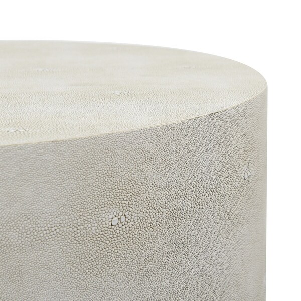 Dann Foley Lifestyle - Oval Side Table - Ivory Faux Leather Shagreen Finish