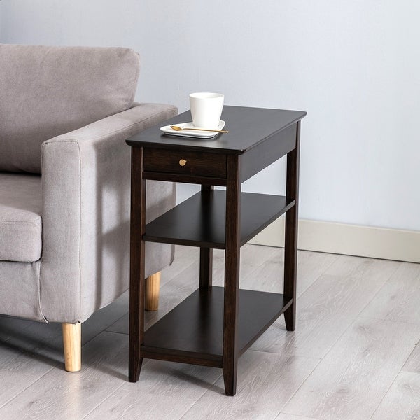 Connexion Decor Verenney End Table With Drawer， Dark Walnut