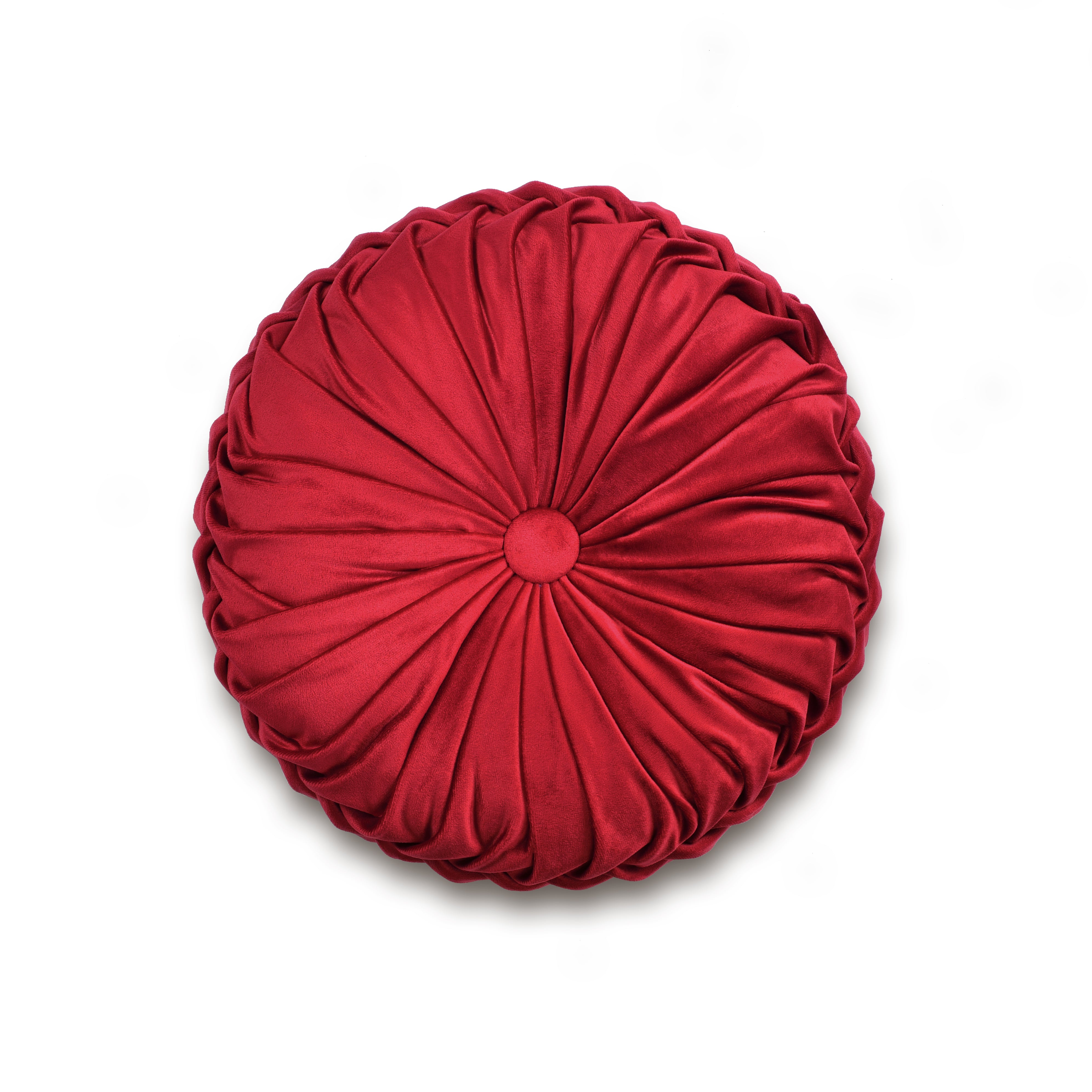 Round Pleated Soft Velvet Decorative Pillow