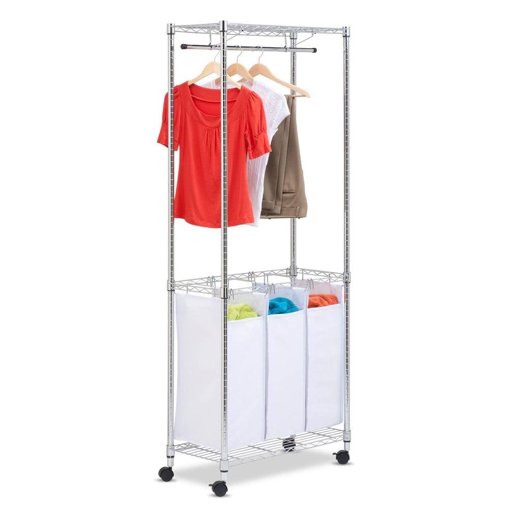 Honey-Can-Do 74 in. H Chrome Rolling Urban Laundry Center SRT-01154