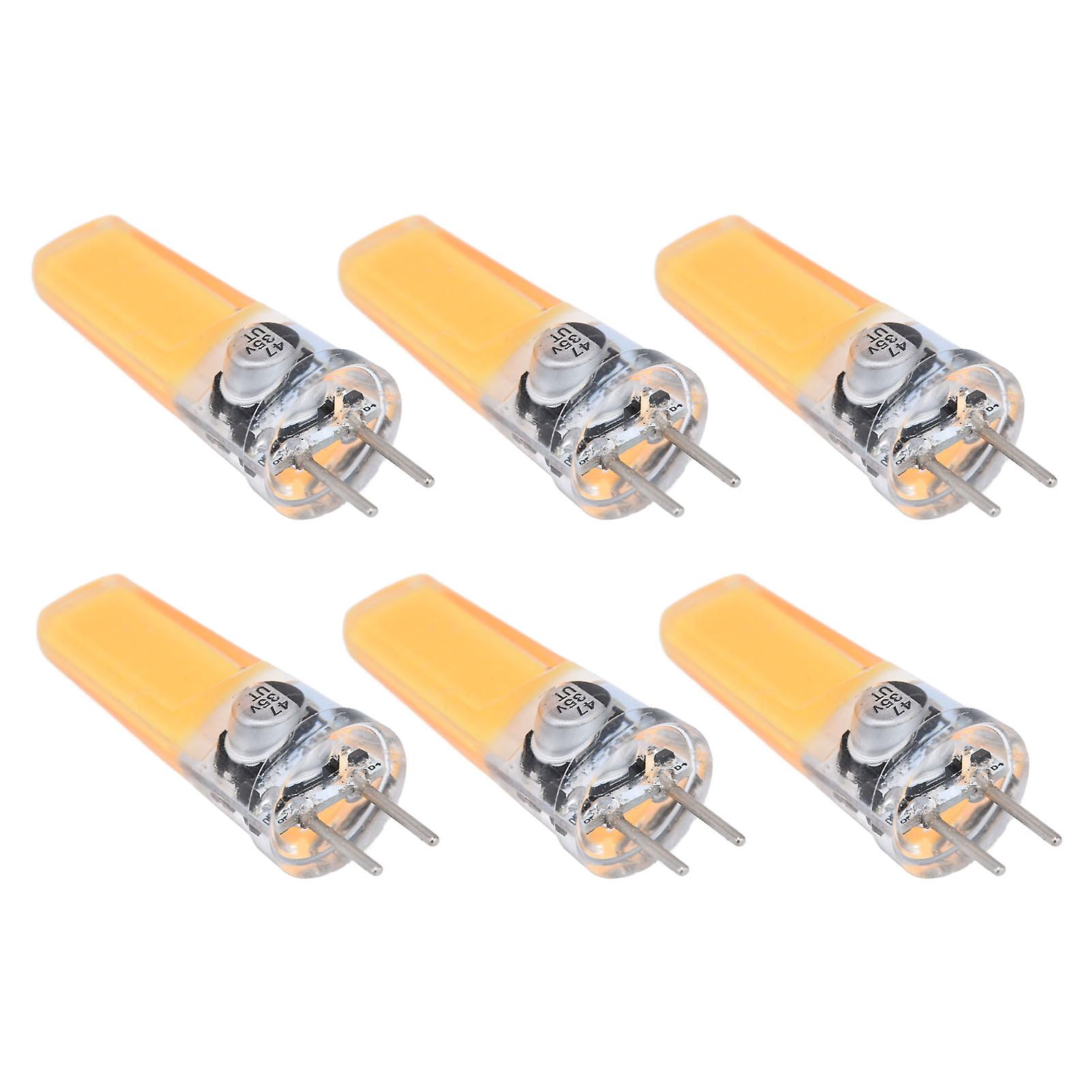 6pcs Gy6.35 Bulb 5w Cob Light Bulb 500lm Silicone Ceiling Lamp Bulb For Living Roomwarm White