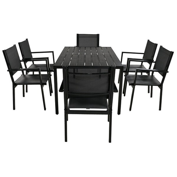 Black 58.30 in. W Steel Outdoor Table and Chair Set