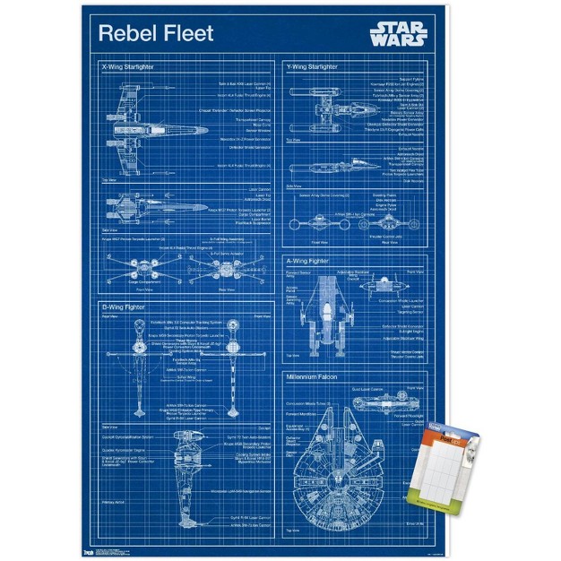 Trends International Star Wars Saga Rebel Blueprint Unframed Wall Poster Prints